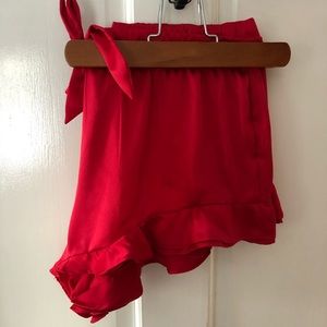 Victoria’s Secret Red Satin Ruffle Shorts